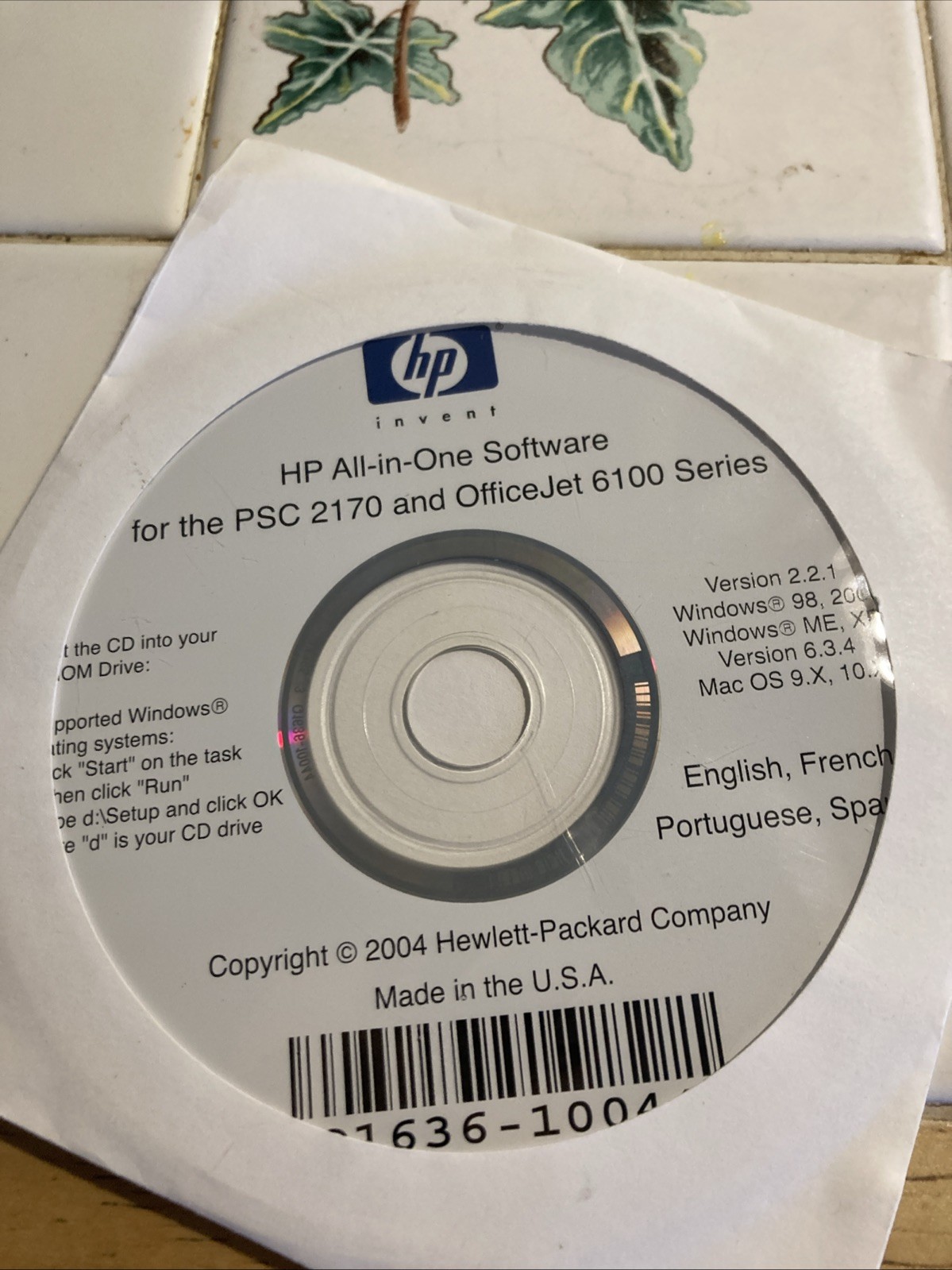 hp all-in-one Software CD For PSC 2170/0fficeJet 6100 Series Installation CD NEW