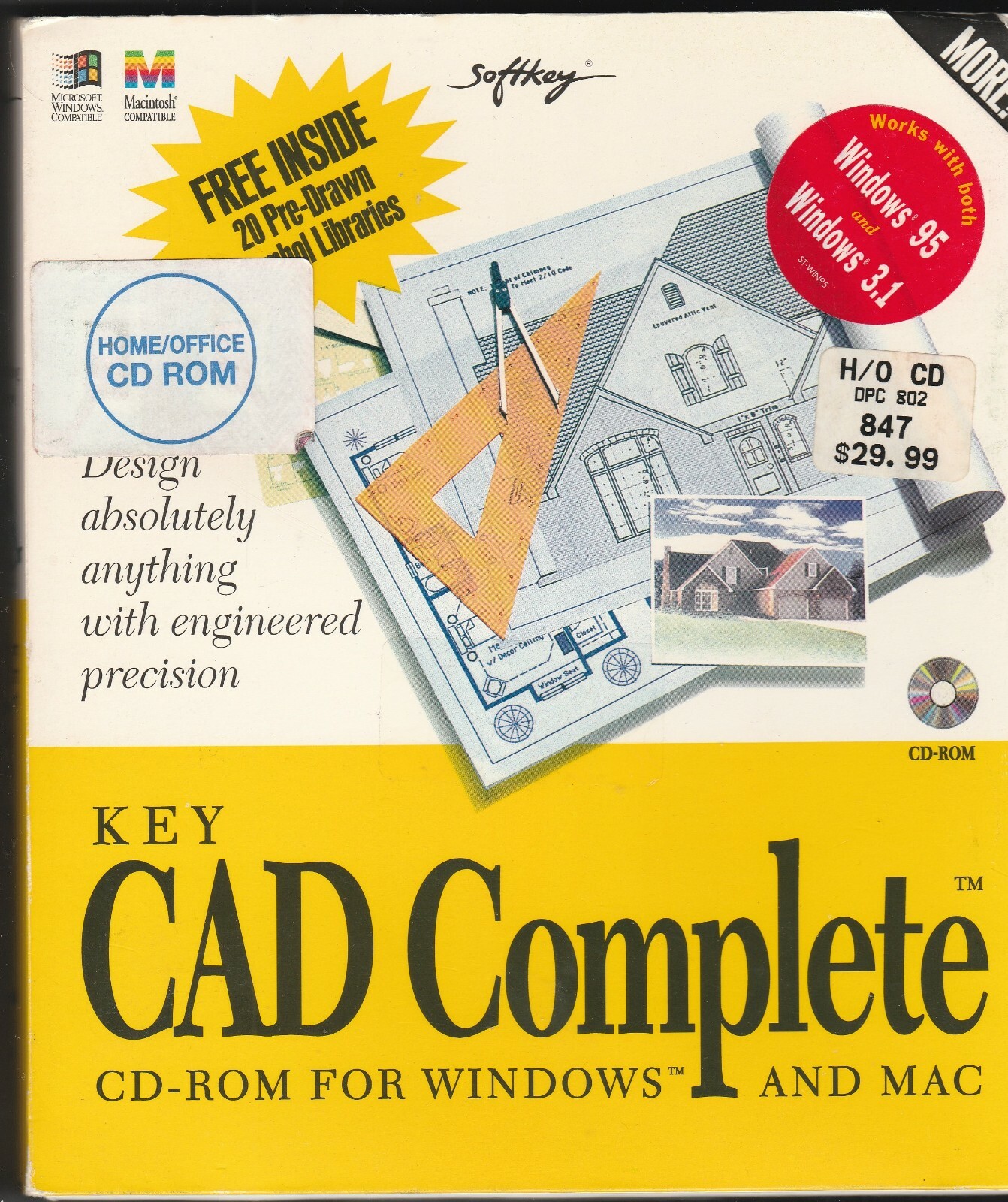 Key CAD Complete CD-Rom Software by Softkey for Windows 95 / 3.1 & MAC