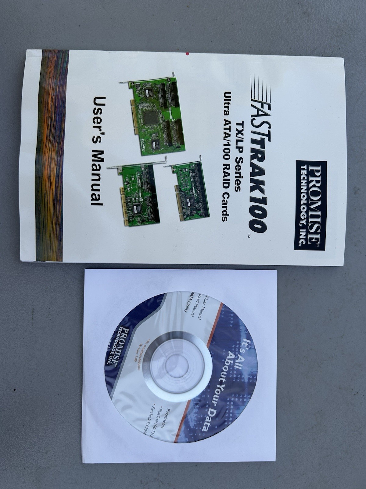 Promise FastTrak100 TX LP Series Original User Manual and Driver CD Disc Bundle
