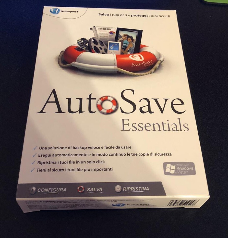 AUTOSAVE ESSENTIALS AVANQUEST IN ITALIANO nuovo