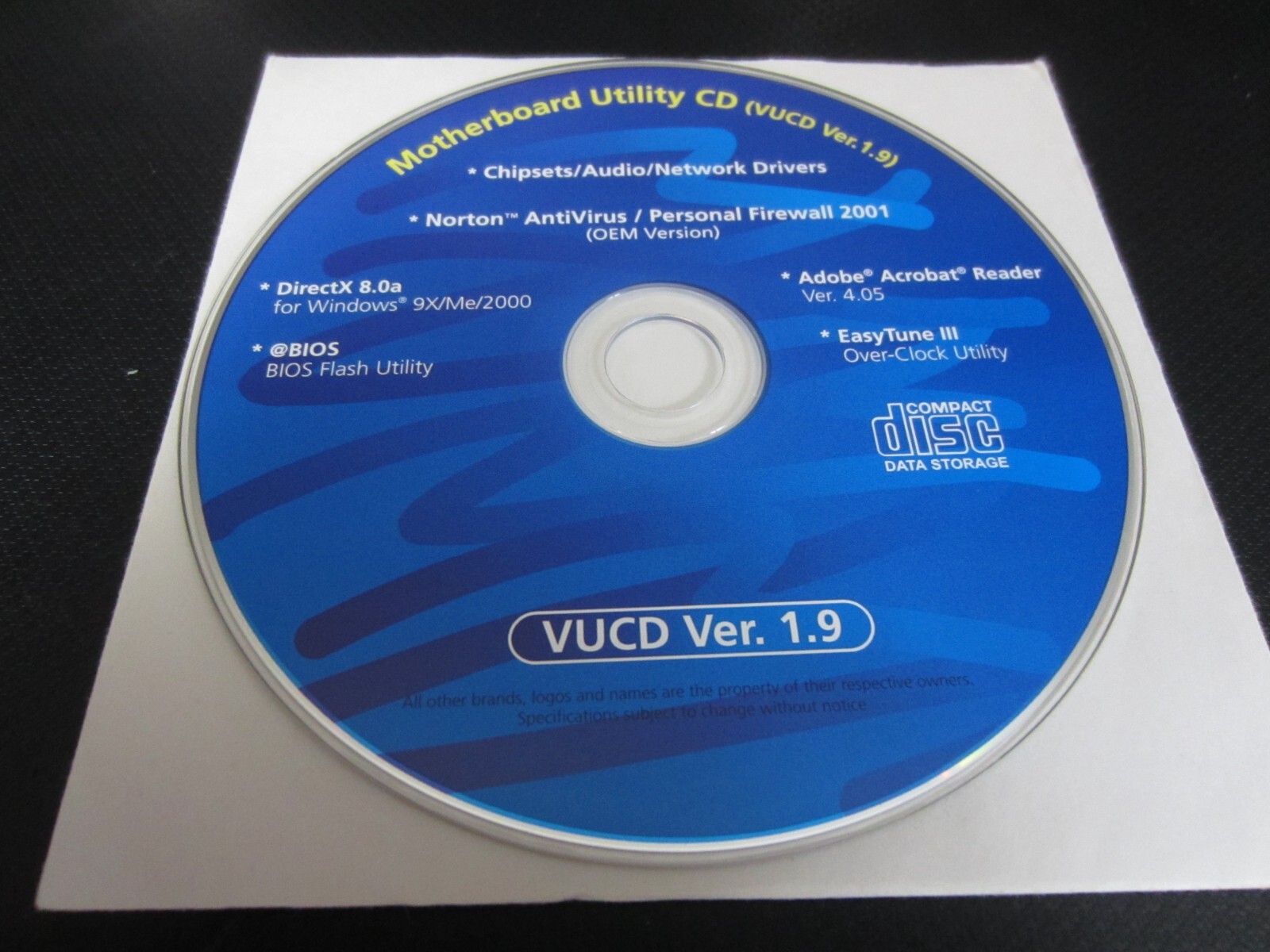 Motherboard Utility CD VUCD Version 1.9 (PC) – Disc Only!!