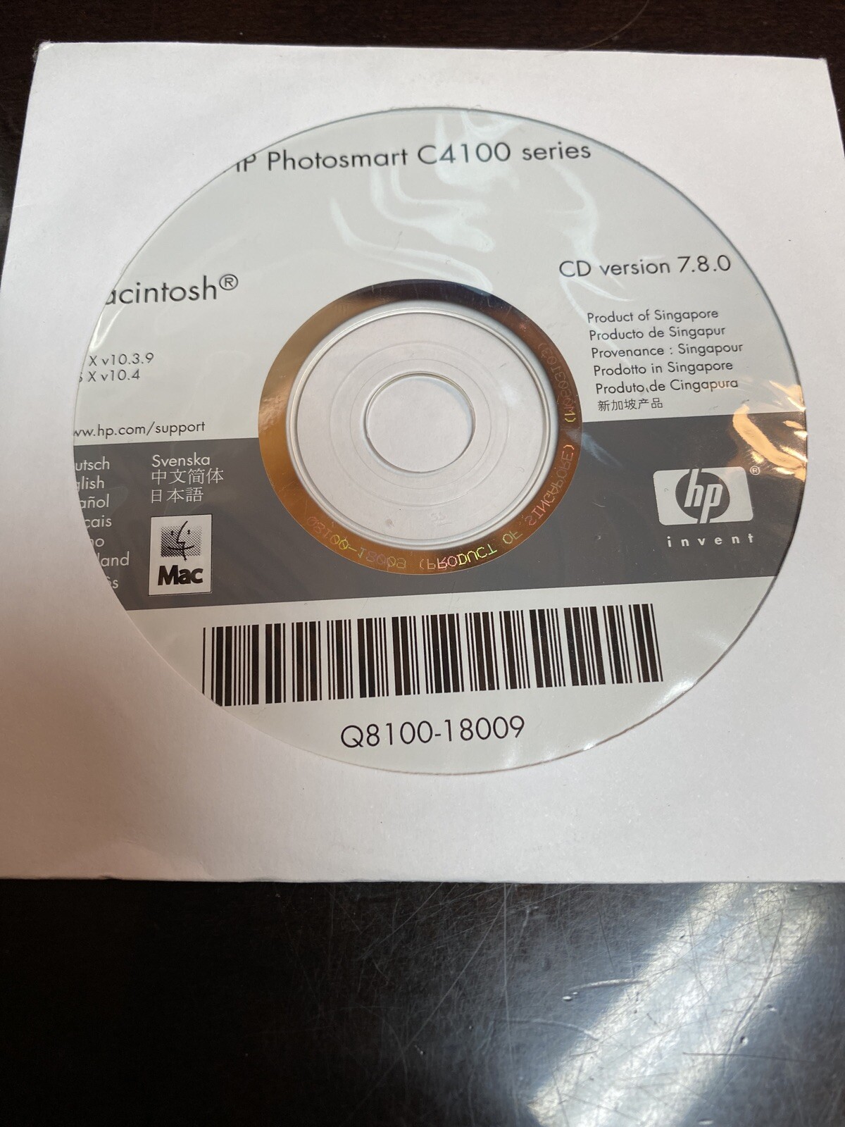 HP Photosmart C4100 Series Drivers / Utilities CD for Mac Macintosh Ver 7.8.0