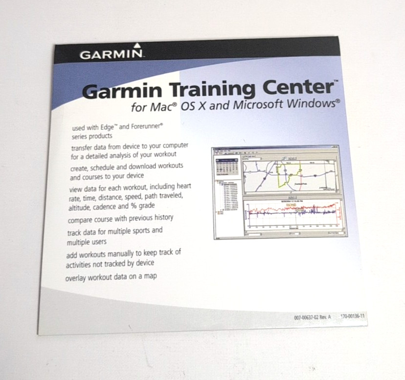 GARMIN TRAINING CENTER VERSION 5 CD-ROM 2006 – MAC OS X / MICROSOFT WINDOWS