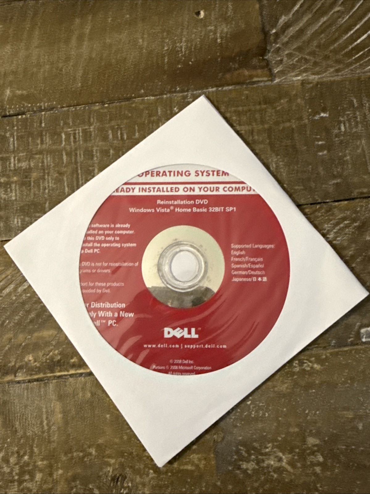 Dell Operating System Windows Vista Home Basic Software PC Cd Rom