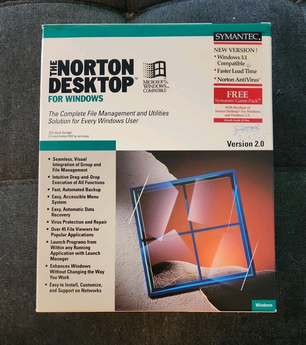 Norton Desktop for Windows 2.0, Symantec, IBM/PC, 3.5″ disk, 1992.- New In Box –