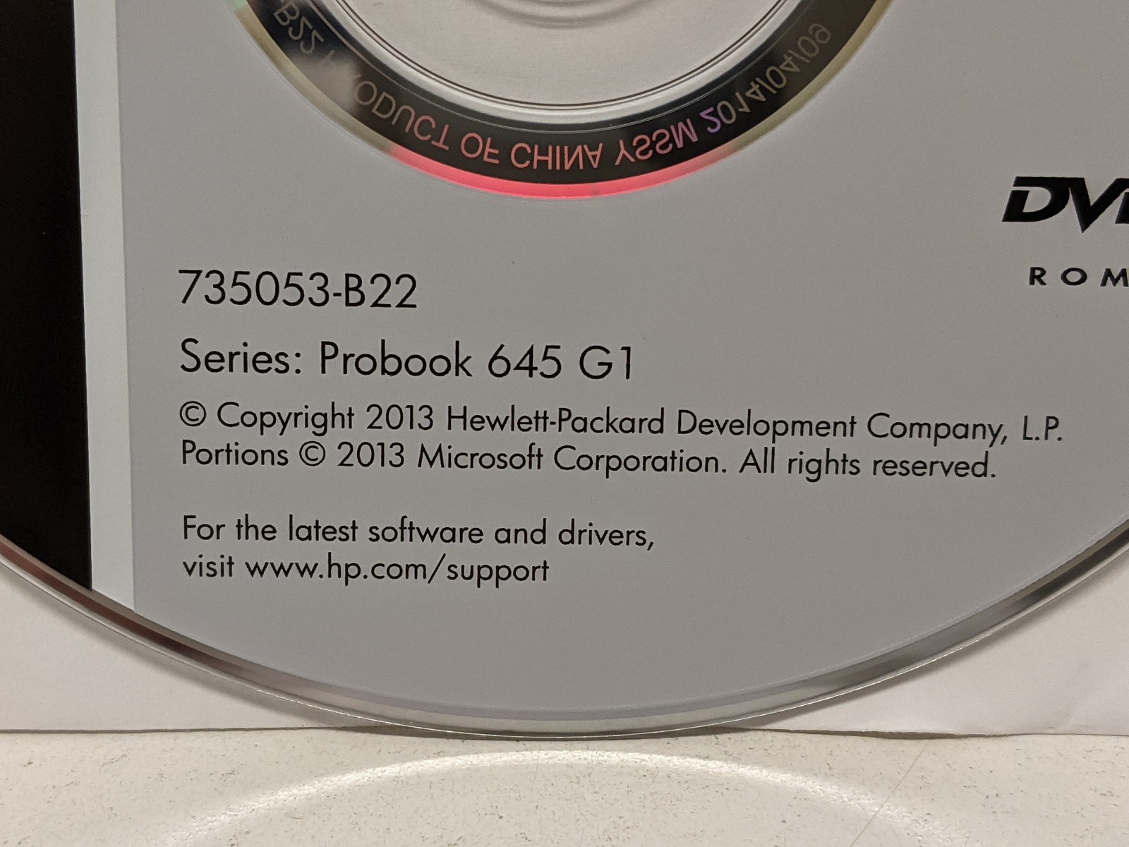 HP Application & Driver Recovery DVD for Windows 7 ProBook 645 G1 – 735053-B22