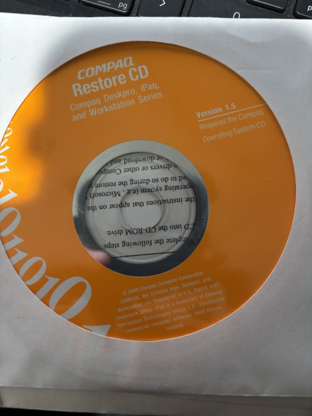 Compaq Restore CD for Deskpro, iPaq & Workstation Series Version 1.5 2000 NEW