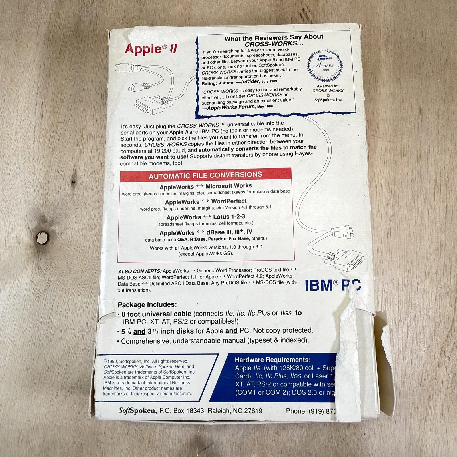 Vintage SoftSpoken Cross-Works Apple II IBM PC File Exchange Utility Disks Cable