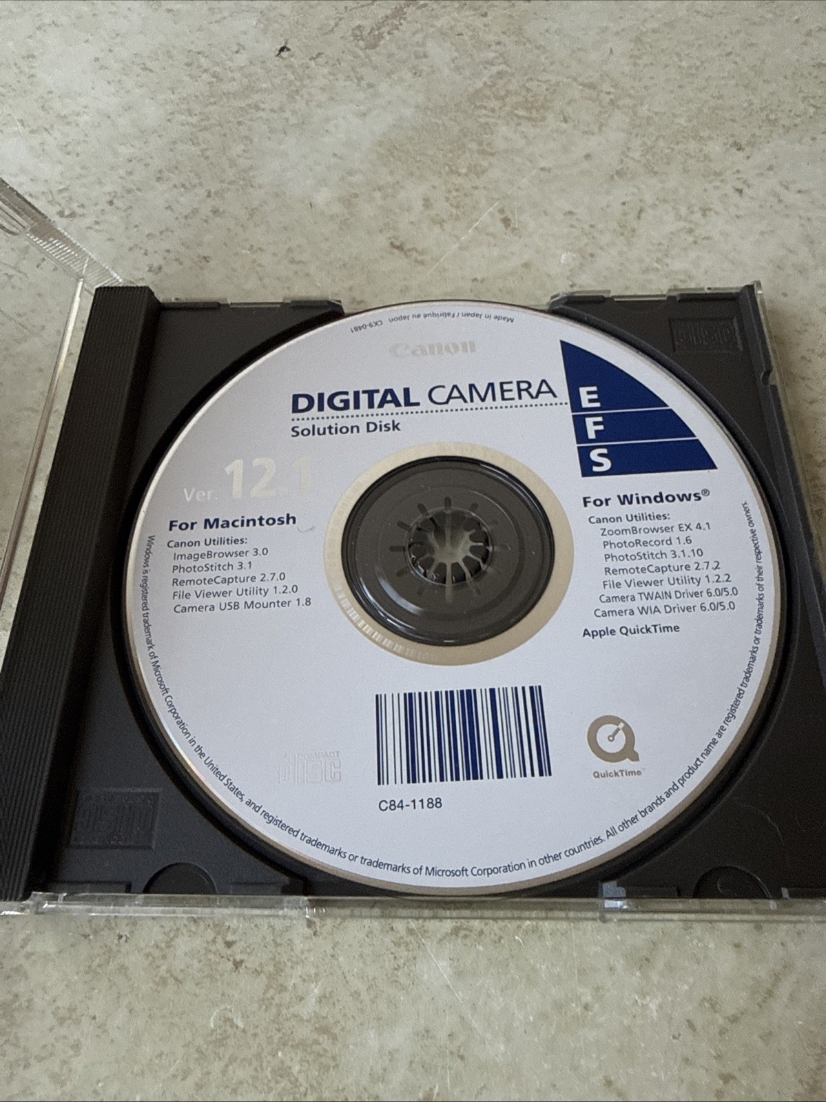 Canon Digital Camera Solution Disk Version 12.1 for Macintosh & Windows C84-1188