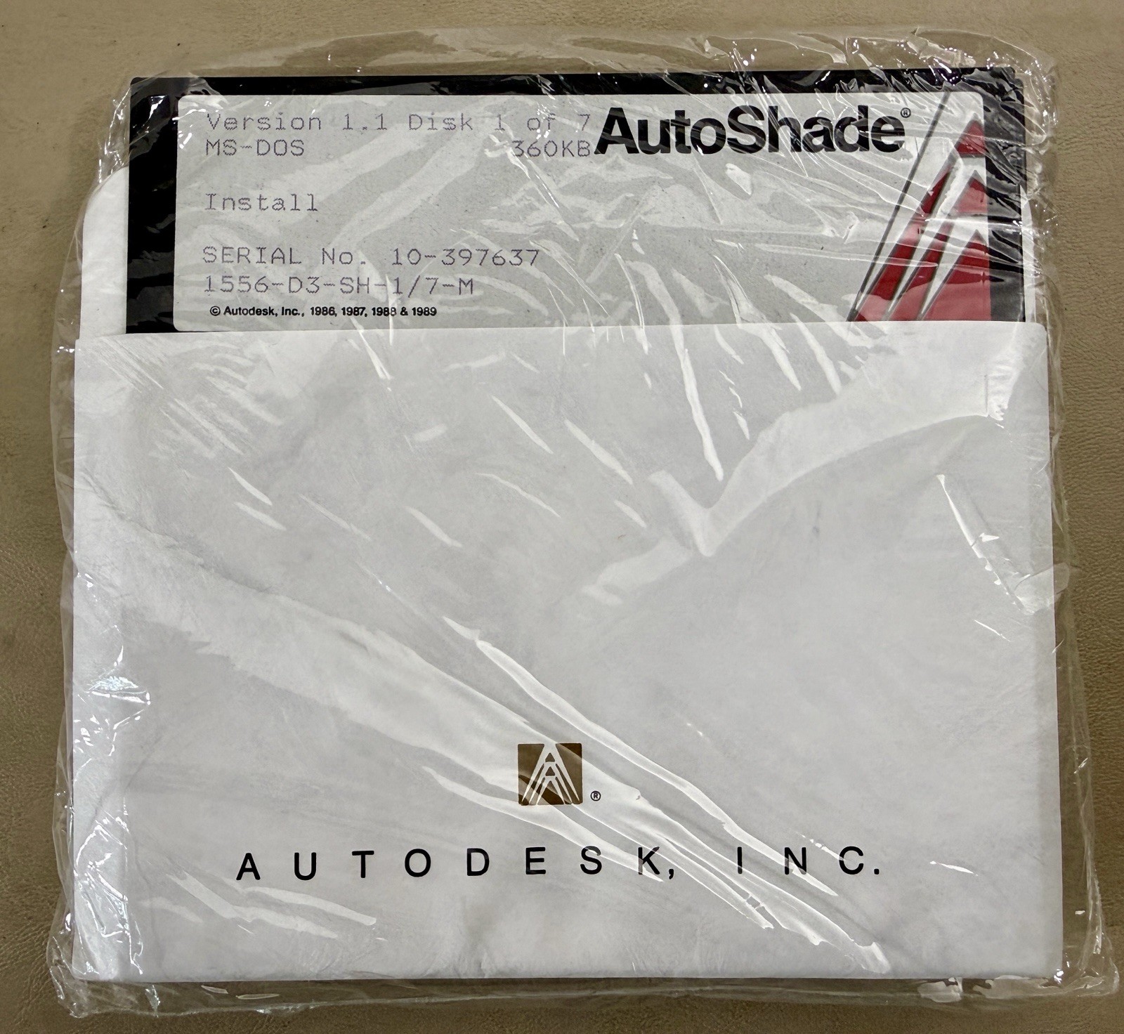 AutoDesk AutoShade Version 1.1 MS DOS 5.25″ Floppy Disks Only (No Box) Brand New