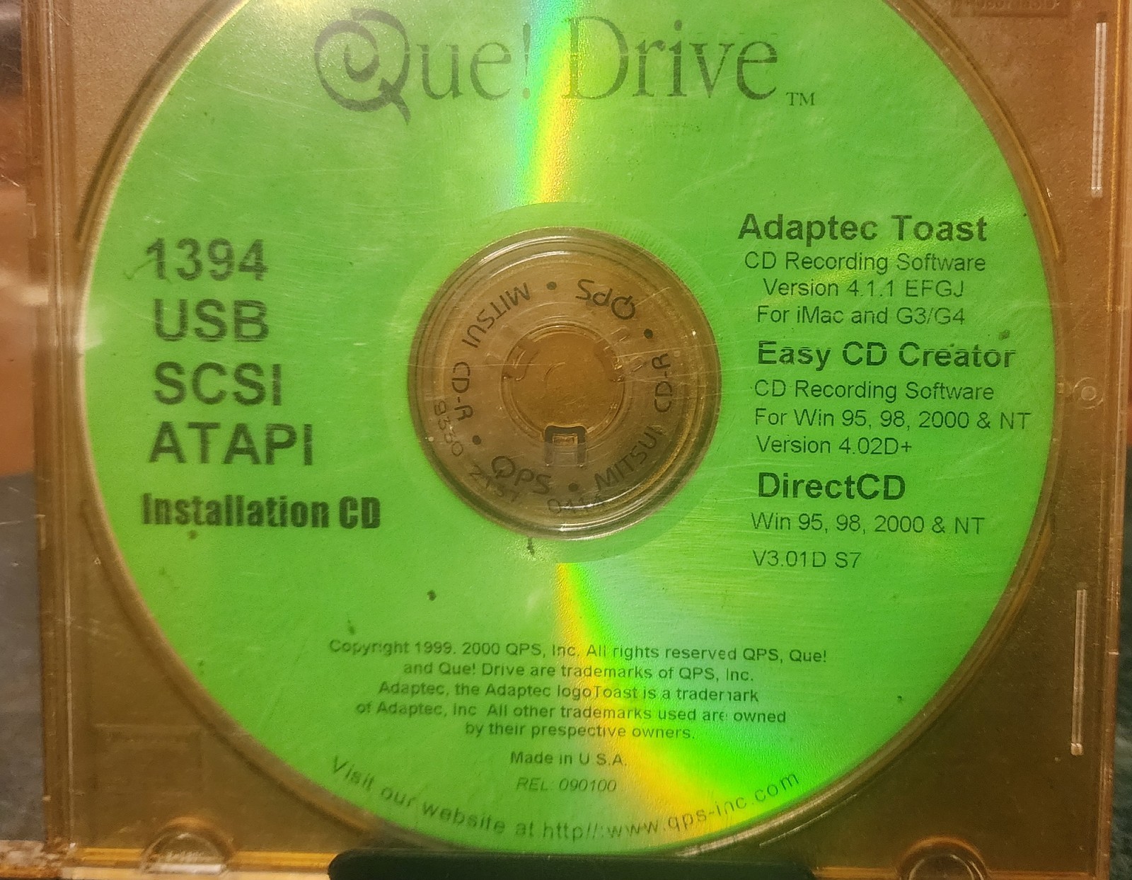 Que! Drive Software & Driver CD c. 2000 • 1394 USB SCSI ATAPI w/Burning Software