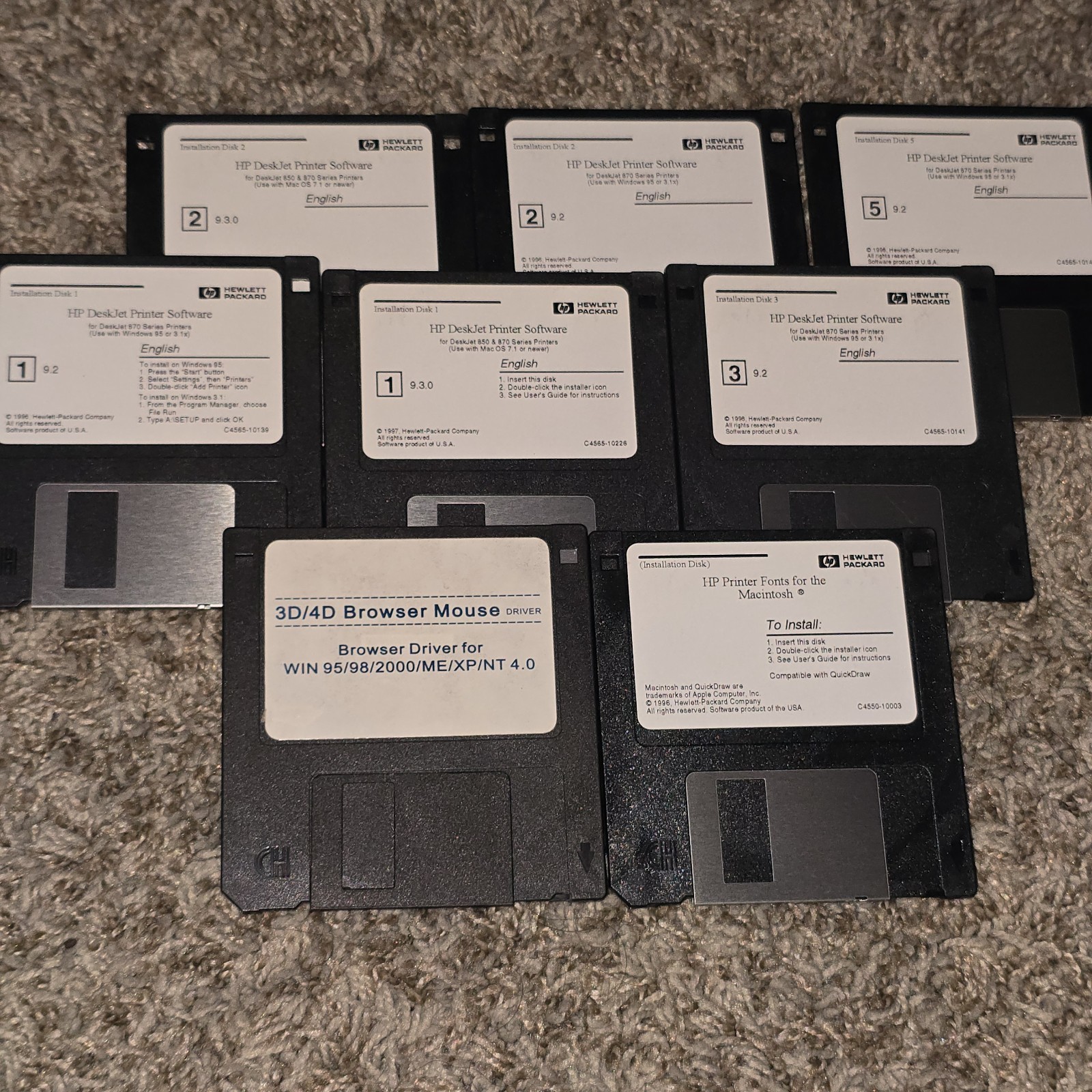 Lot Of 8 HP Deskjet Printer Software Diskettes For 870 Series 3.5″ Disk *read*