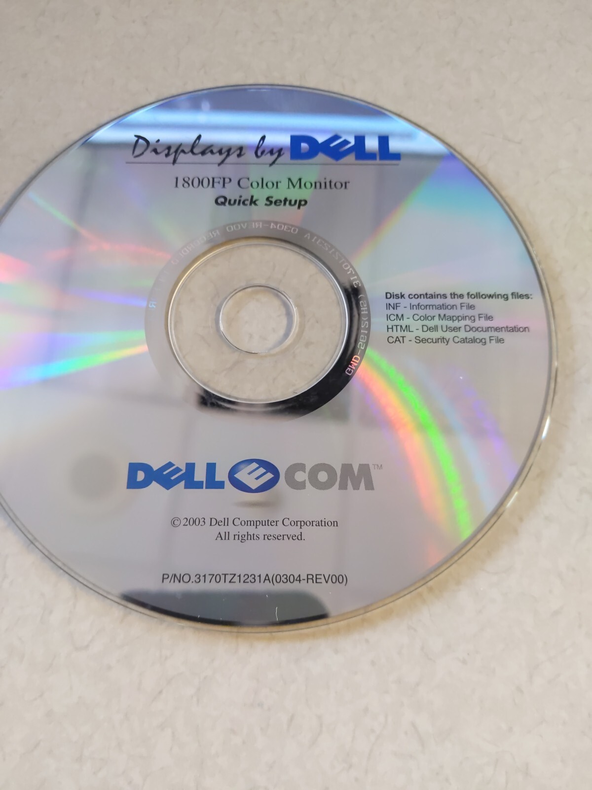 Displays By Dell 1800FP Color Monitor Quick Setup CD Disk