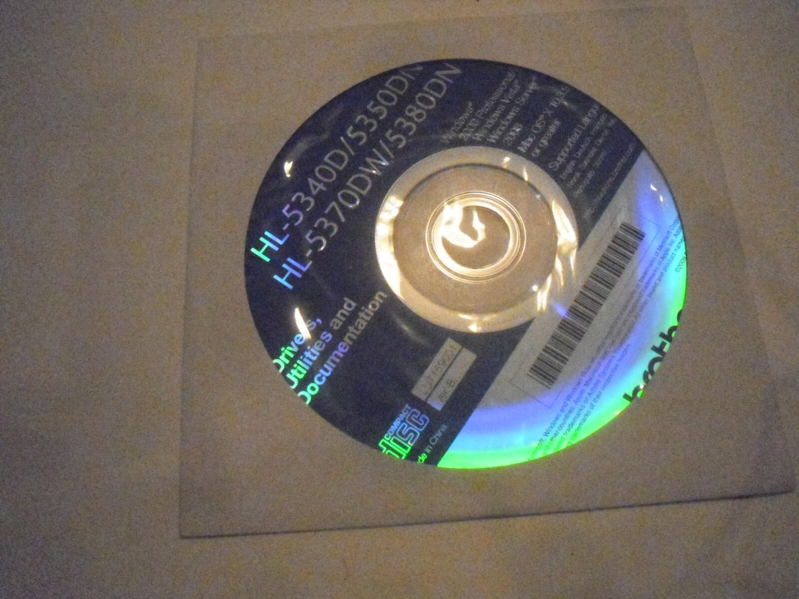 Brother HL-5370DW HL-5380dn Setup Installation CD ROM Software CD Driver Disk