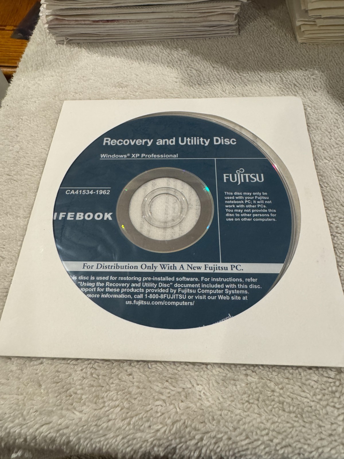 Fujitsu Lifebook Recovery & Utility Disc Win XP Professional – CD ONLY!!! NEW!!!