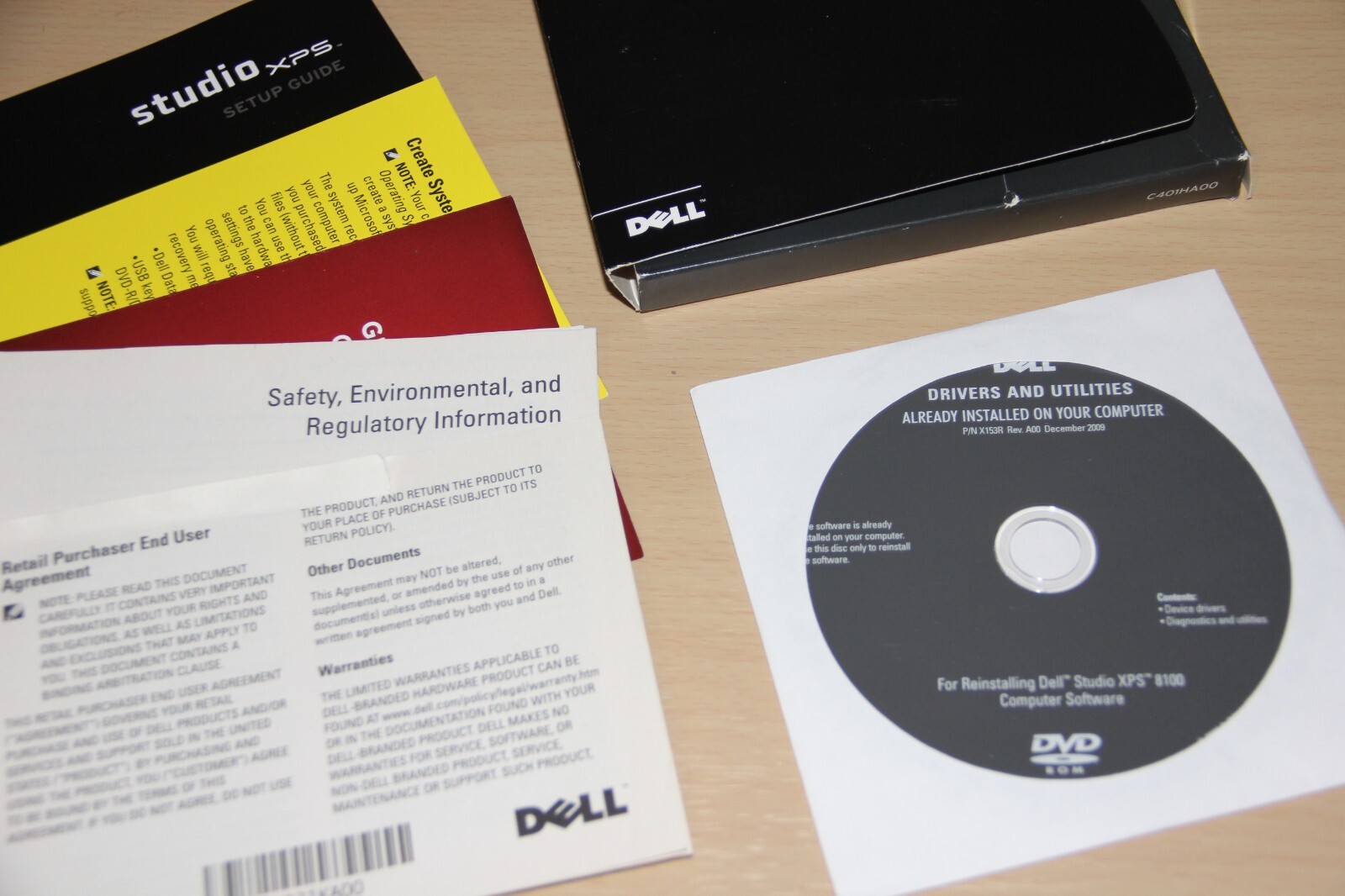 Dell Studio XPS Restore Setup Guide with Drivers and Utilities D03M001 MX36C