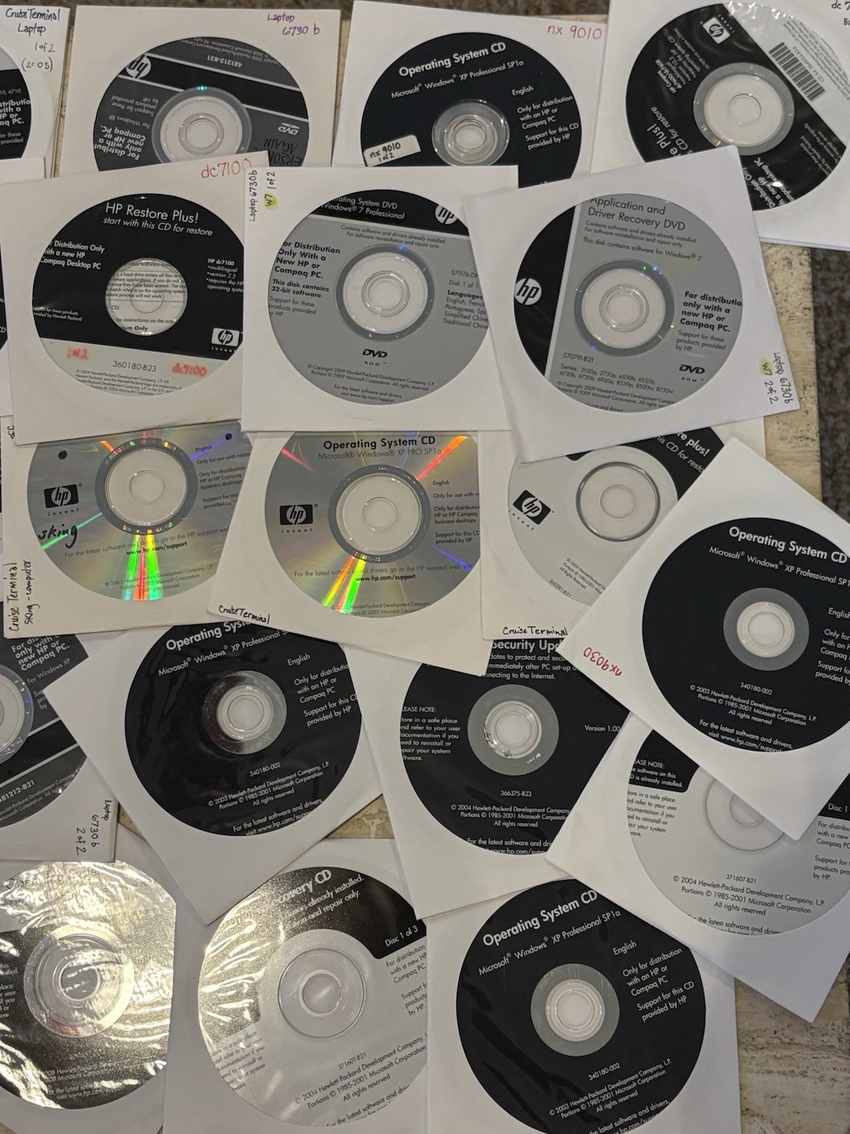 LOT of 40+ HP Recovery Application Drivers OS Operating System DVDs and CDs