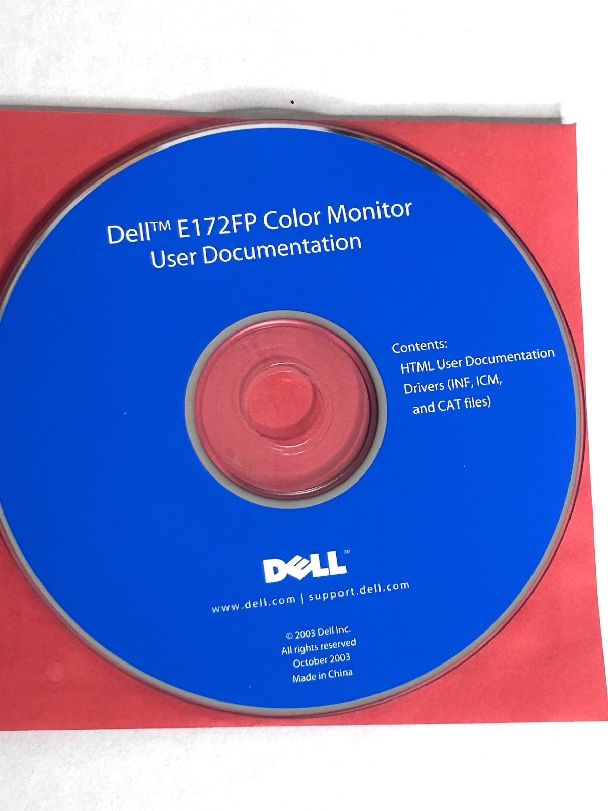 Dell E172FP Color Monitor User Documentation XP Drivers CD 2003