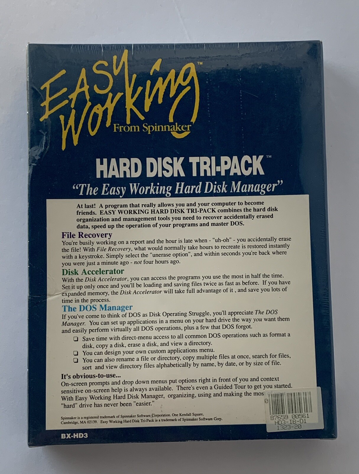 Spinnaker IBM 5.25” Hard Disk Tri-Pack File Recovery Accelerator DOS Manager NIB
