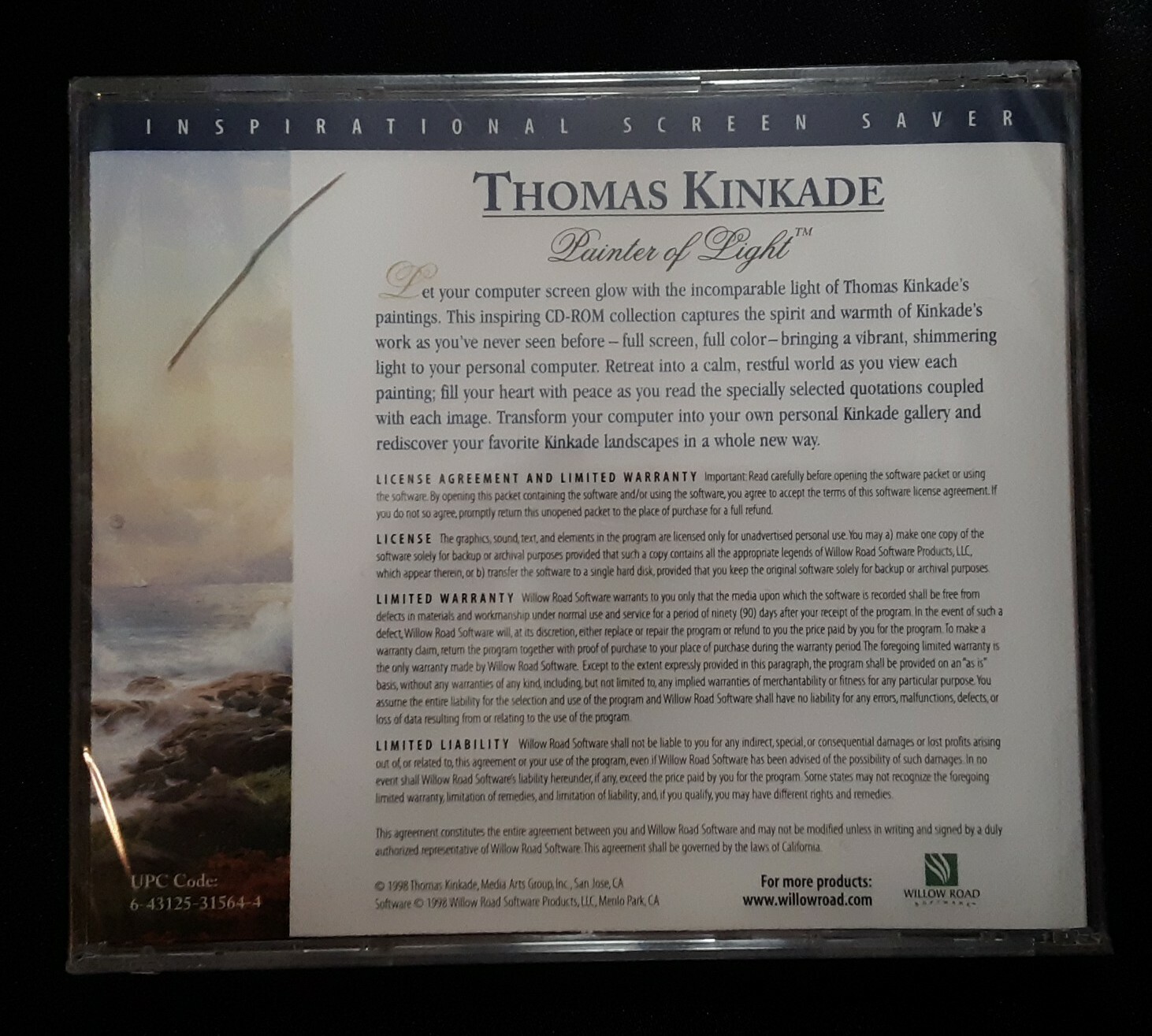 Thomas Kinkade Painter Of Light – 40 PC Screen Saver Images -1998 – CD-ROM