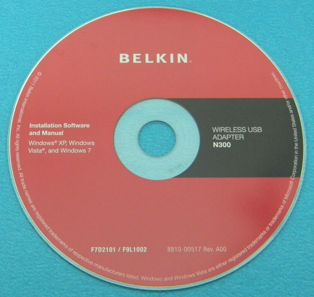 BELKIN N300 WIFI USB ADAPTER DRIVERS ORIGINAL SOFTWARE CD-ROM WI-FI