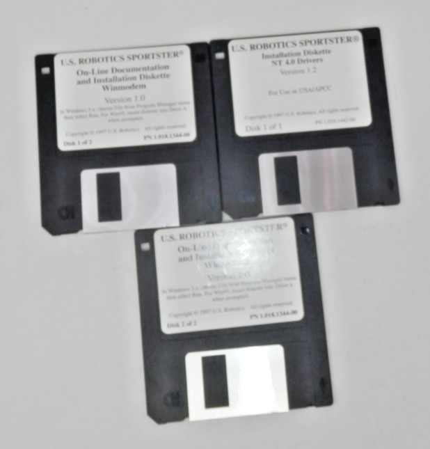 US Robotics Sportster Installation Software 3.5″ Floppy Disk Windows 1997 Vtg