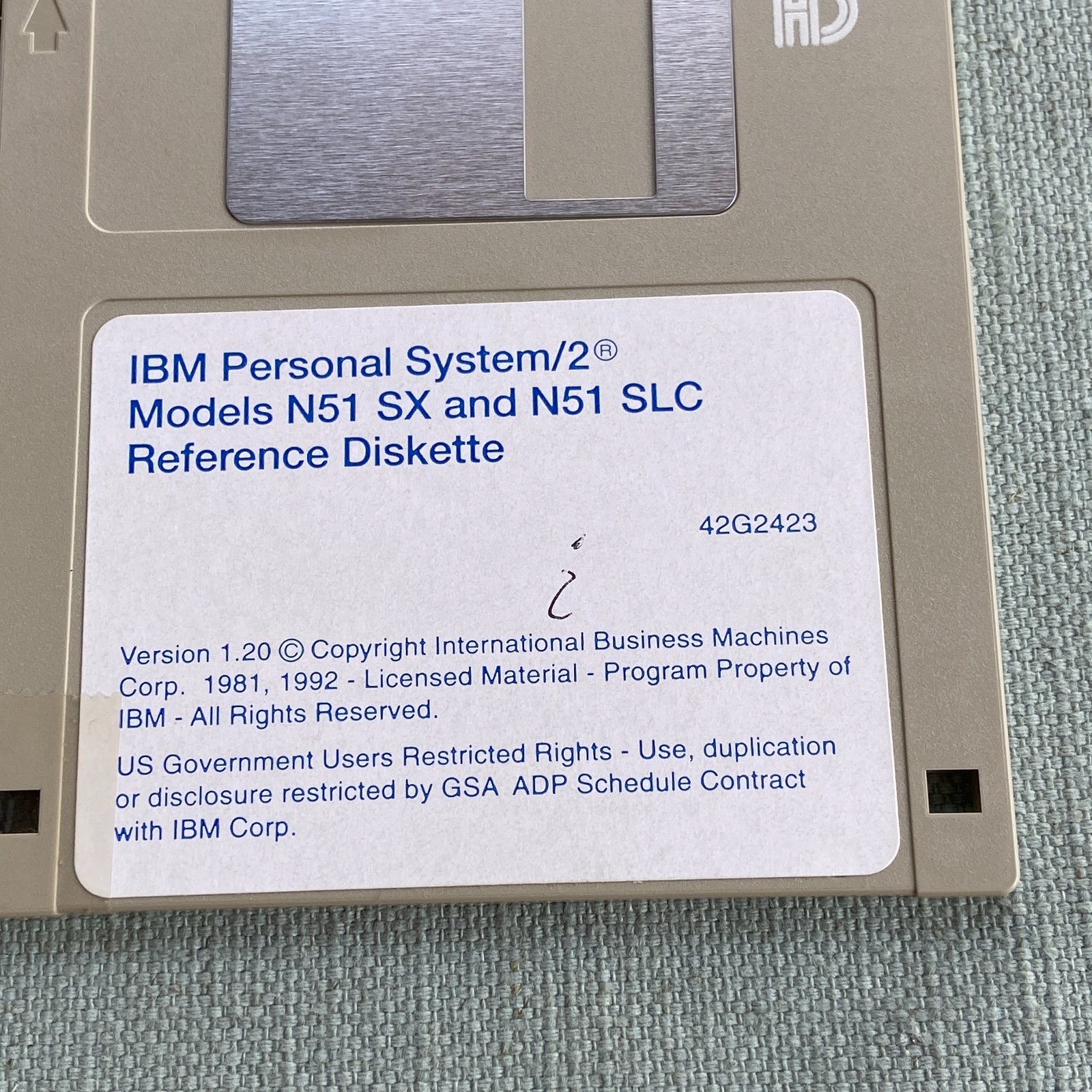 Vintage Software IBM PS/2 Model N51 SX SLC Diagnostic Diskette Version 1.20 1992