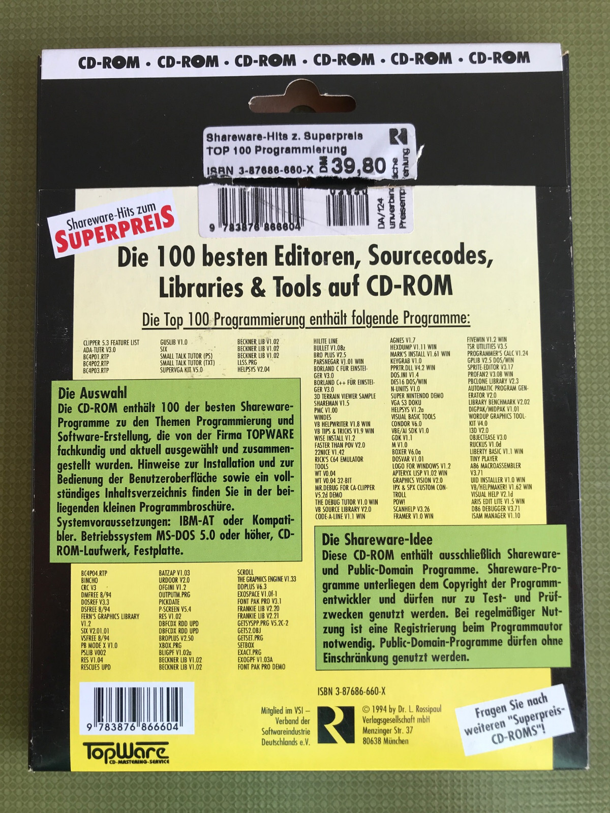 100 Editors, Source Codes, Libaries & Tools – A Selection of TopWare – 1994