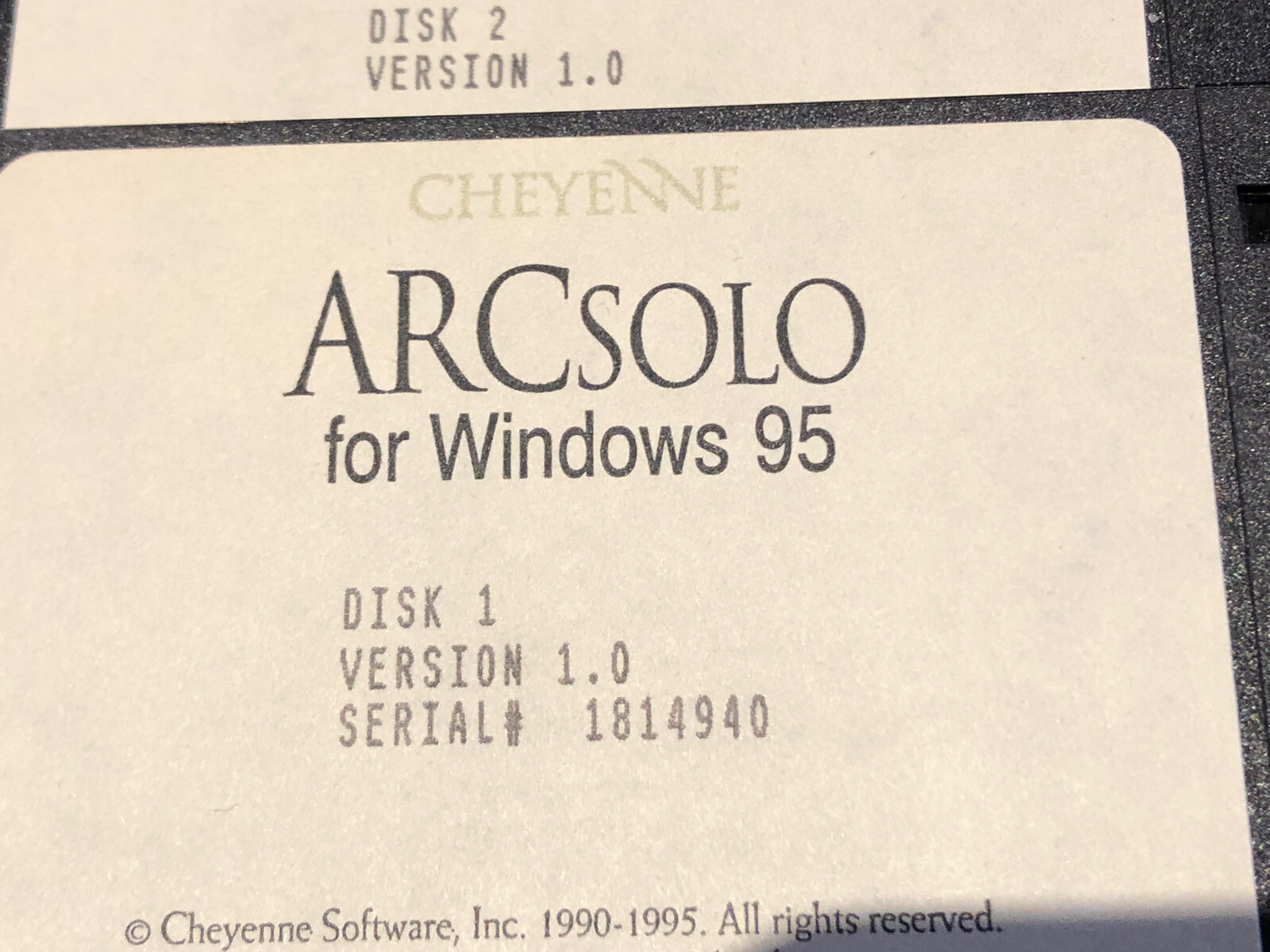 Cheyenne ARCsolo for Windows 1.0 Backup Software PC Workgroup for HP DAT Drive