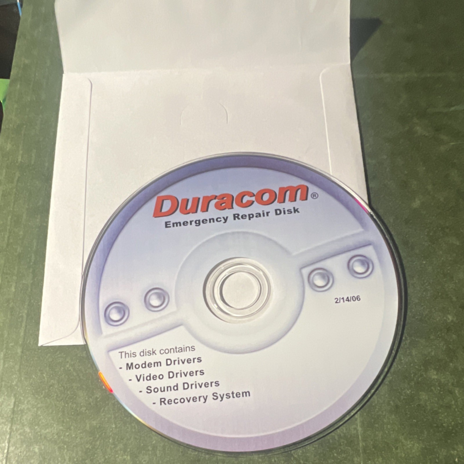 Duracom Emergency Repair Disk Drivers Update Recovery System CD