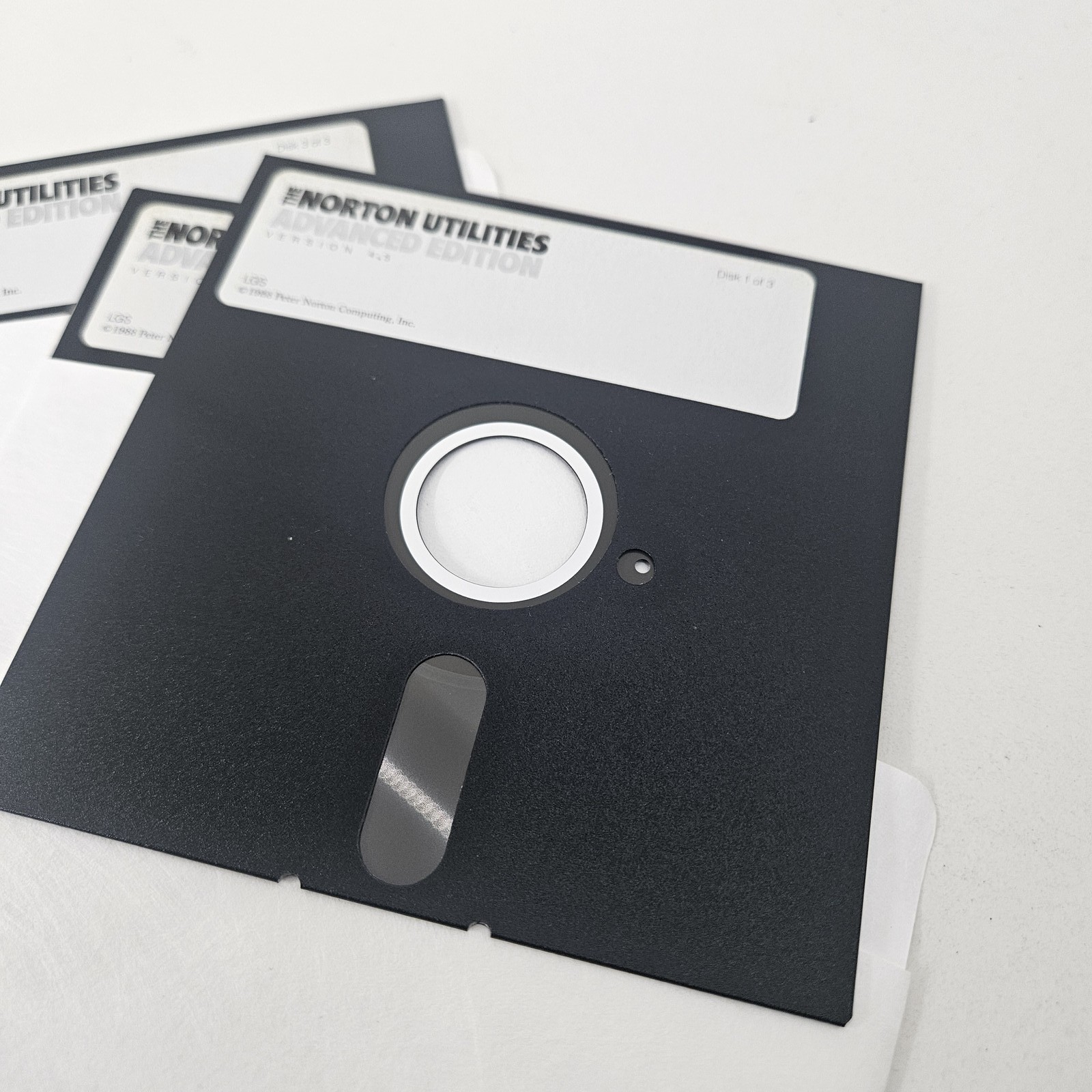 Vintage Norton Utilities Advanced Edition 4.5 5.25 Floppy Disks Set (3) MS-DOS