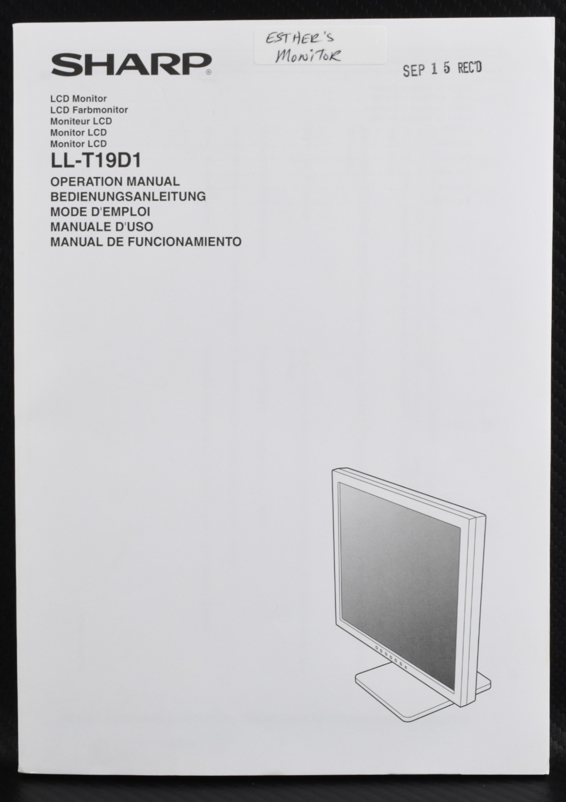 Sharp LCD Monitor LL-T19D1 Utility Disk and Operational Manual 2003