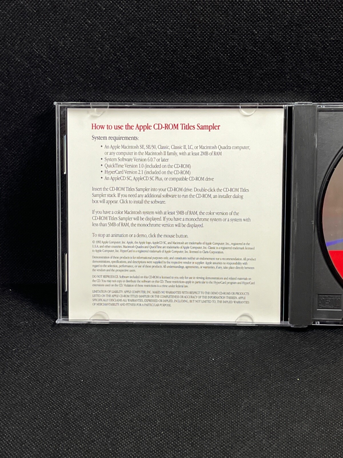 Rare, Vintage 1992 Apple Computer CD-ROM Titles Sampler, used, in Jewel case