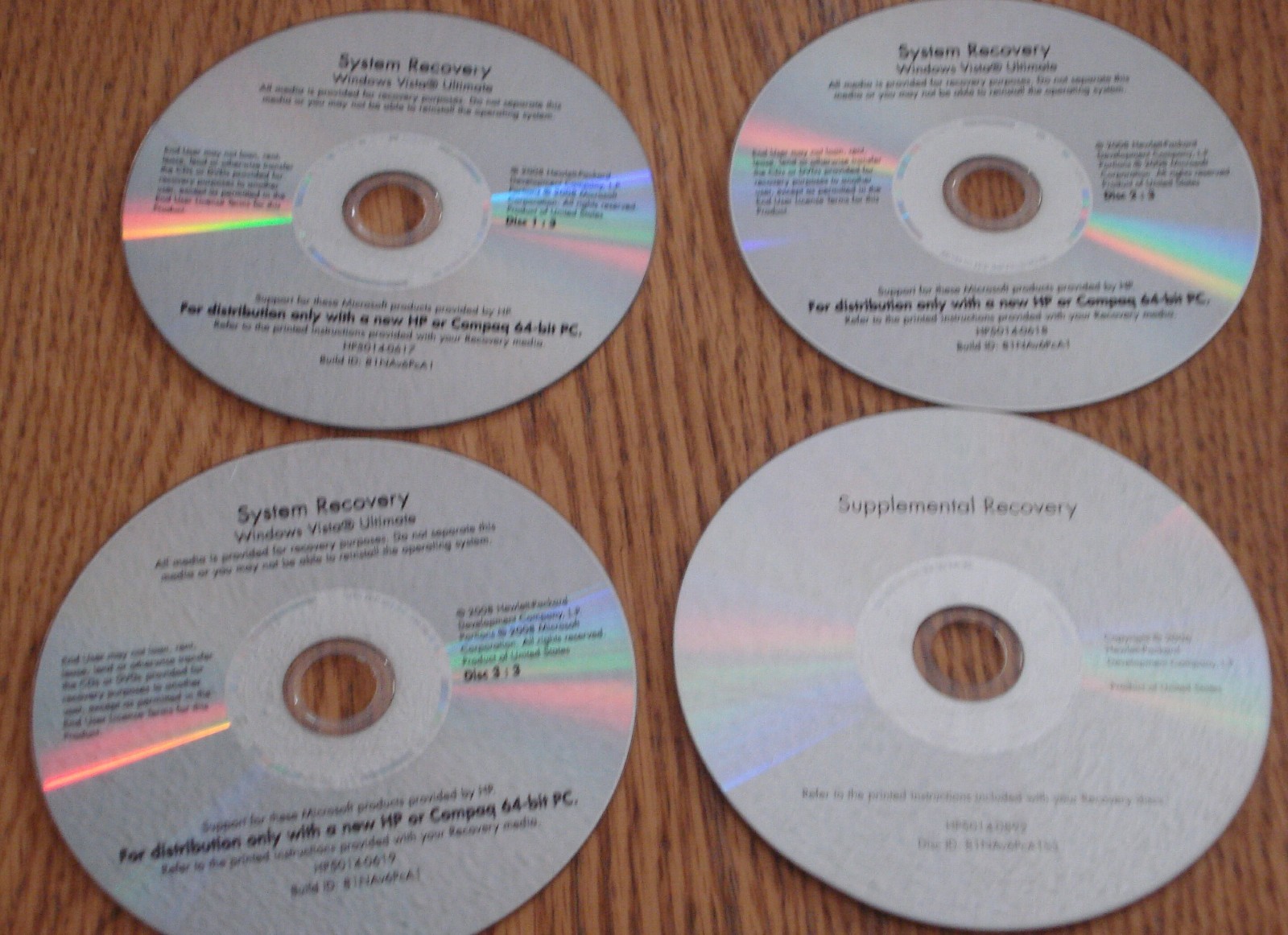 HP Compaq System Recovery DVD Windows Vista 32 64 Bit Desktop Notebook PC Home
