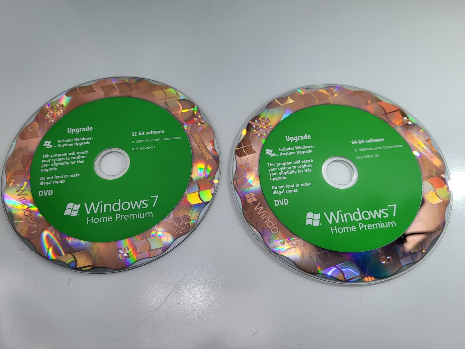 Microsoft Windows 7 Home Premium Upgrade 32 Bit and 64 Bit DVDs MS WIN