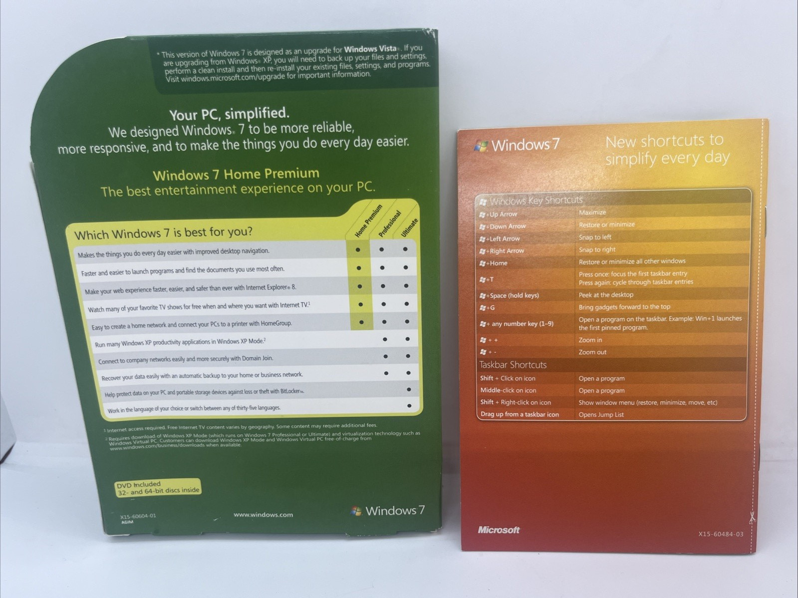 Microsoft Windows 7 Home Premium Upgrade 32 & 64 Bit DVDs MS WIN GFC-00020