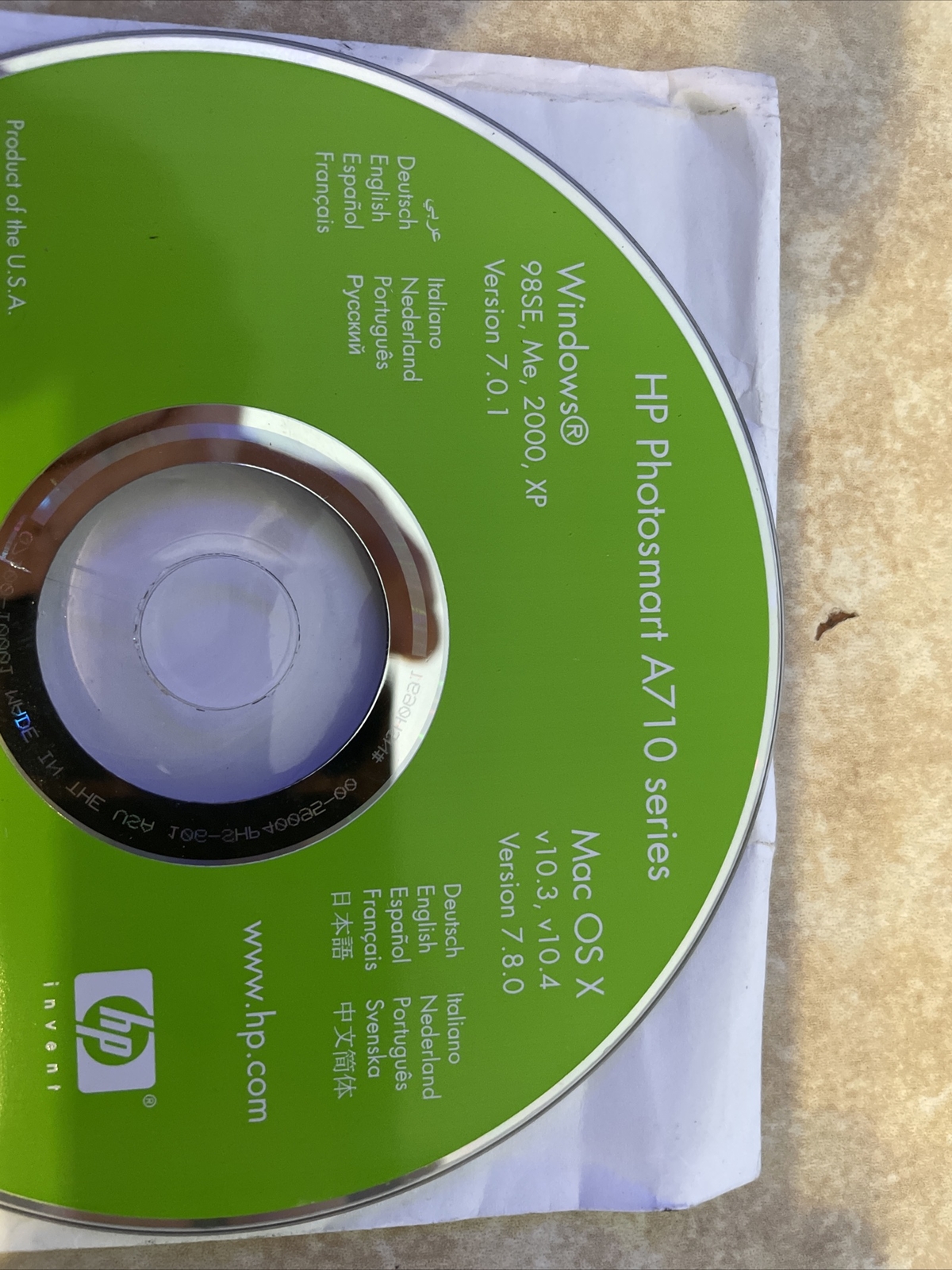 HP Photosmart A710 Series Printer Driver Installation CD Windows 2000 XP Vista
