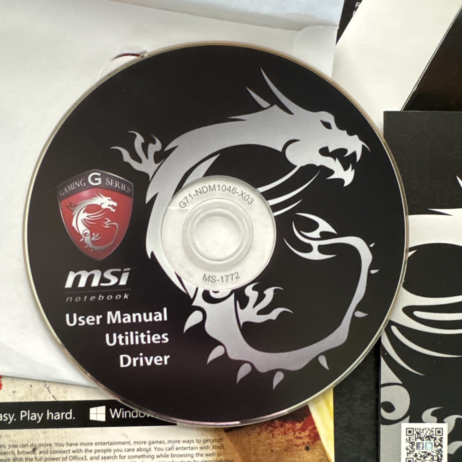 MSI NOTEBOOK MS-1722 USER MANUAL UTILITIES DRIVER CD $ F3 Hot Key Recovery