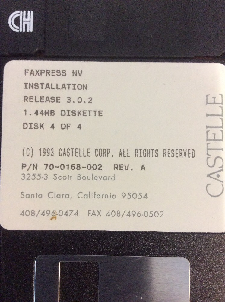 Faxpress NV Installation Release 3.0.2 (1993, 3.5″ Floppy Disk,Castelle Corp)