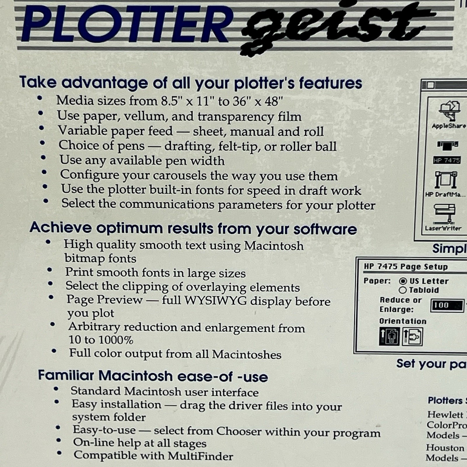 Vintage Macintosh Apple Plotter Geist Plot Program Driver Software Palomar New