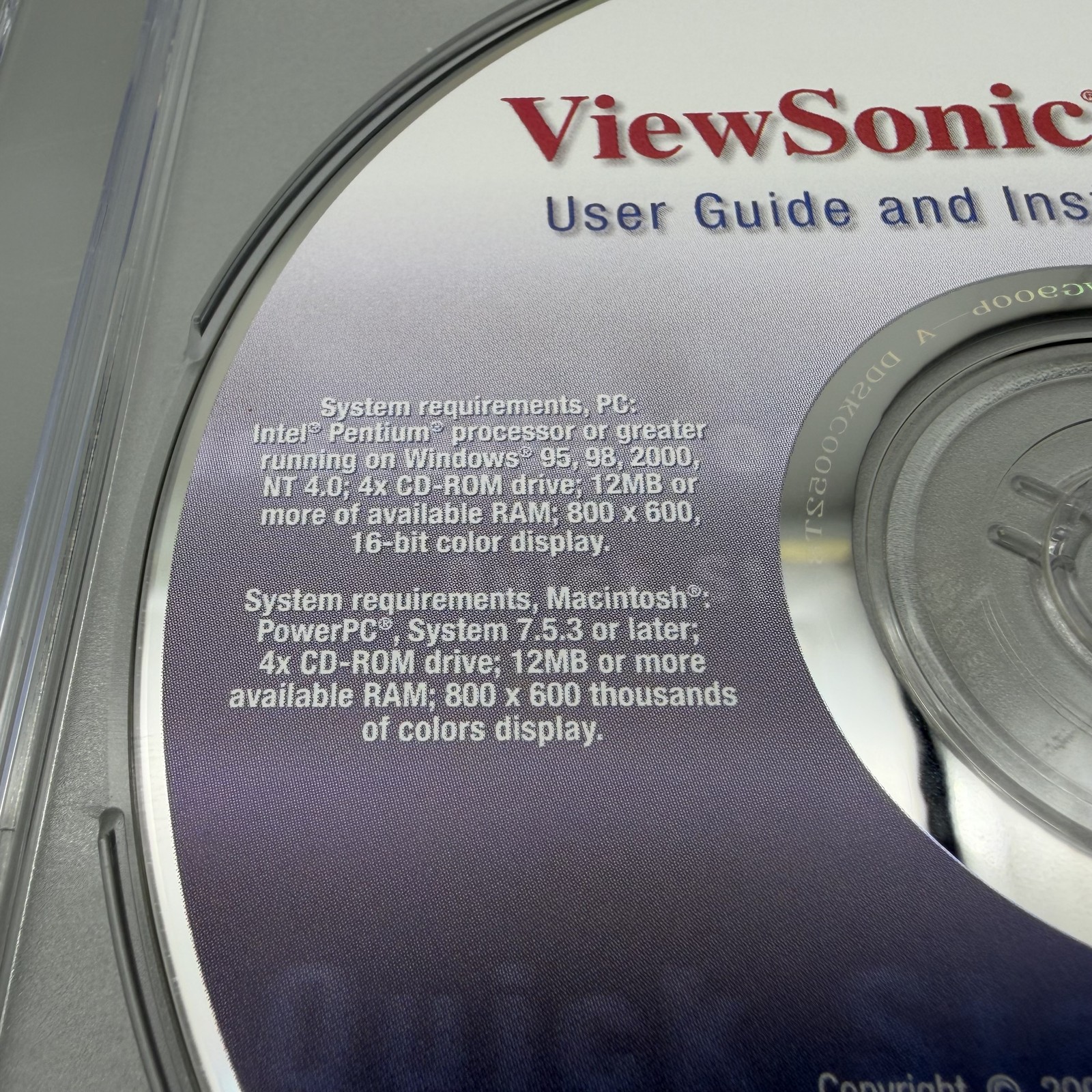 Vintage 2001 ViewSonic Wizard VG900b Monitor LCD Software Drivers CD-ROM Win Mac