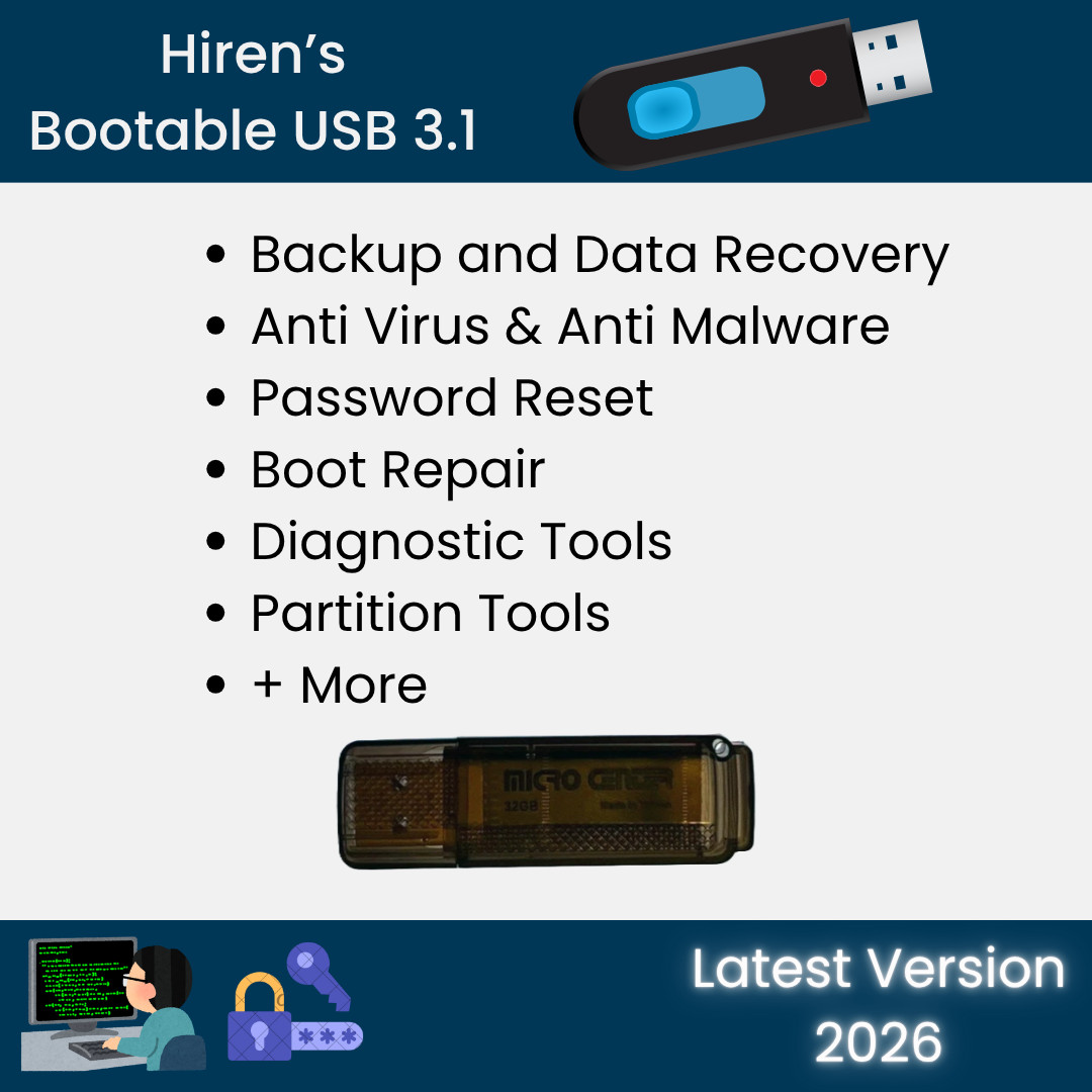 Hiren’s Boot USB 3.0 | 32GB | PC Repair, Recovery, Diagnostic, Tools + MORE