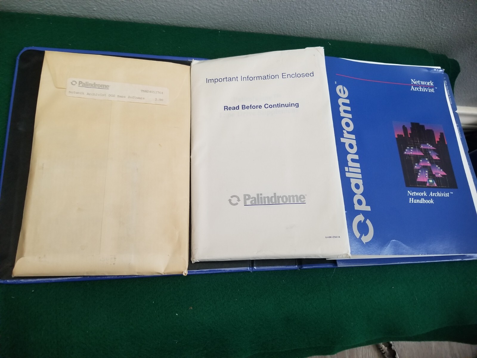 Vintage 1992 Palindrome Network Archivist version 2.0G software & manual NOS