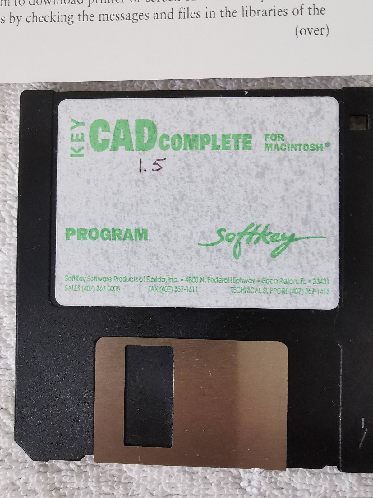 Key CAD Complete Disk Floopy 5.1 Version & Manual for Mac 1994 SoftKey