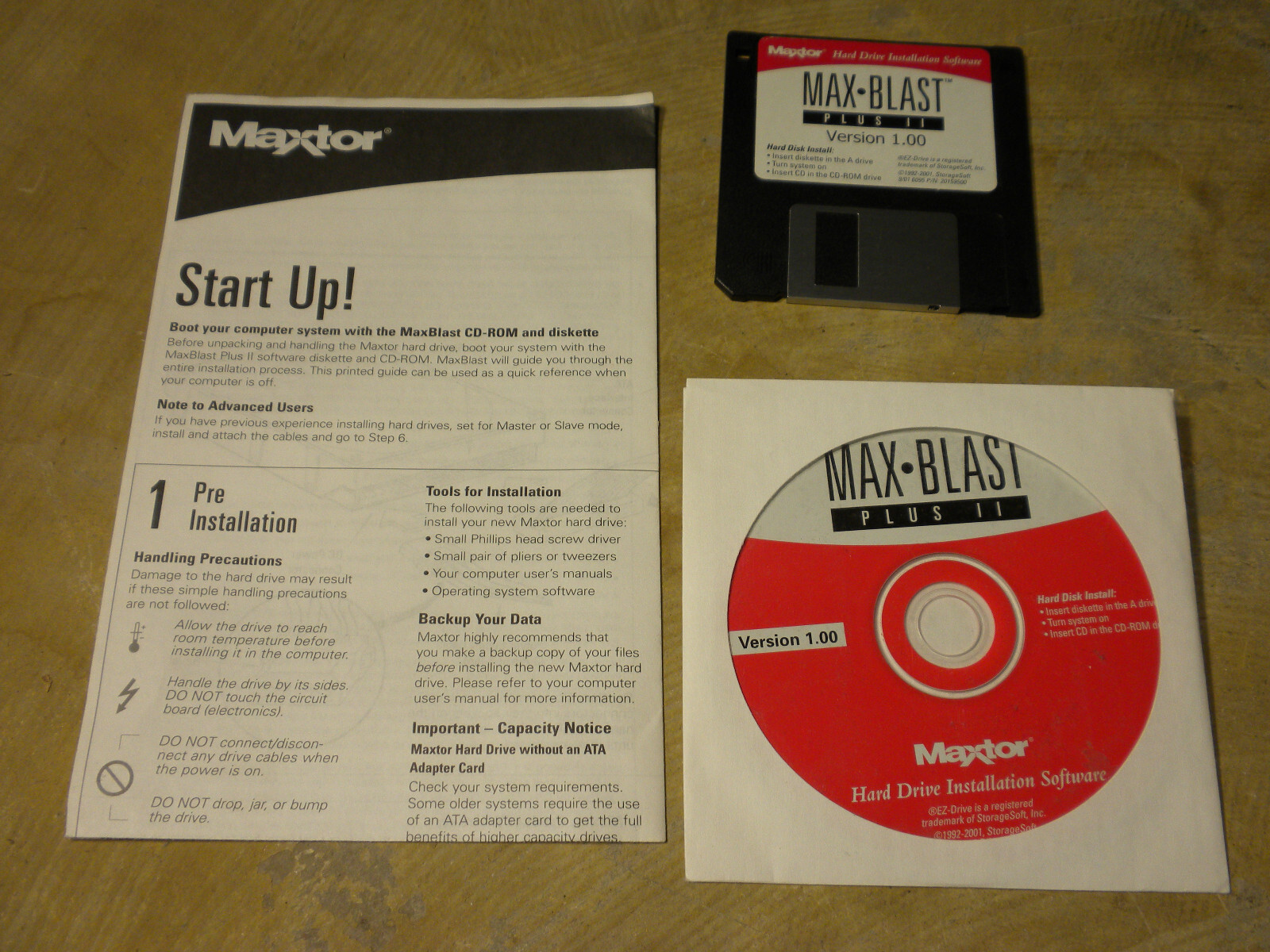 NO HARD DRIVE Maxtor ATA Hard Drive MAX BLAST PLUS II Guide CD ROM – Floppy Disc