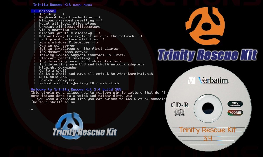 Trinity Rescue Kit 3.4 LIVE LINUX Bootable CD Repair Recovery Toolkit