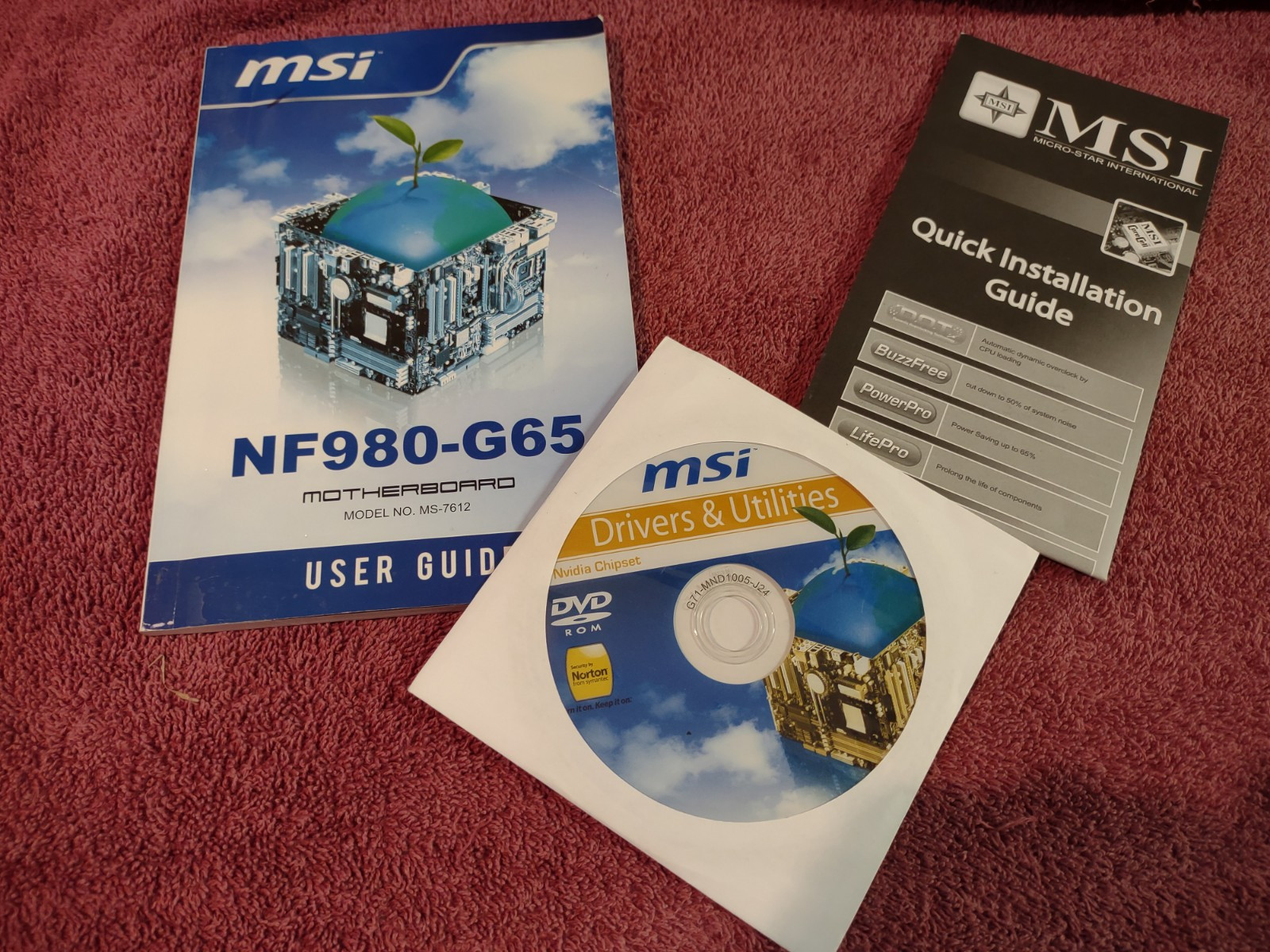 MSI motherboard NF980-G65 model no. MS-7612 Drivers Software Installation CD