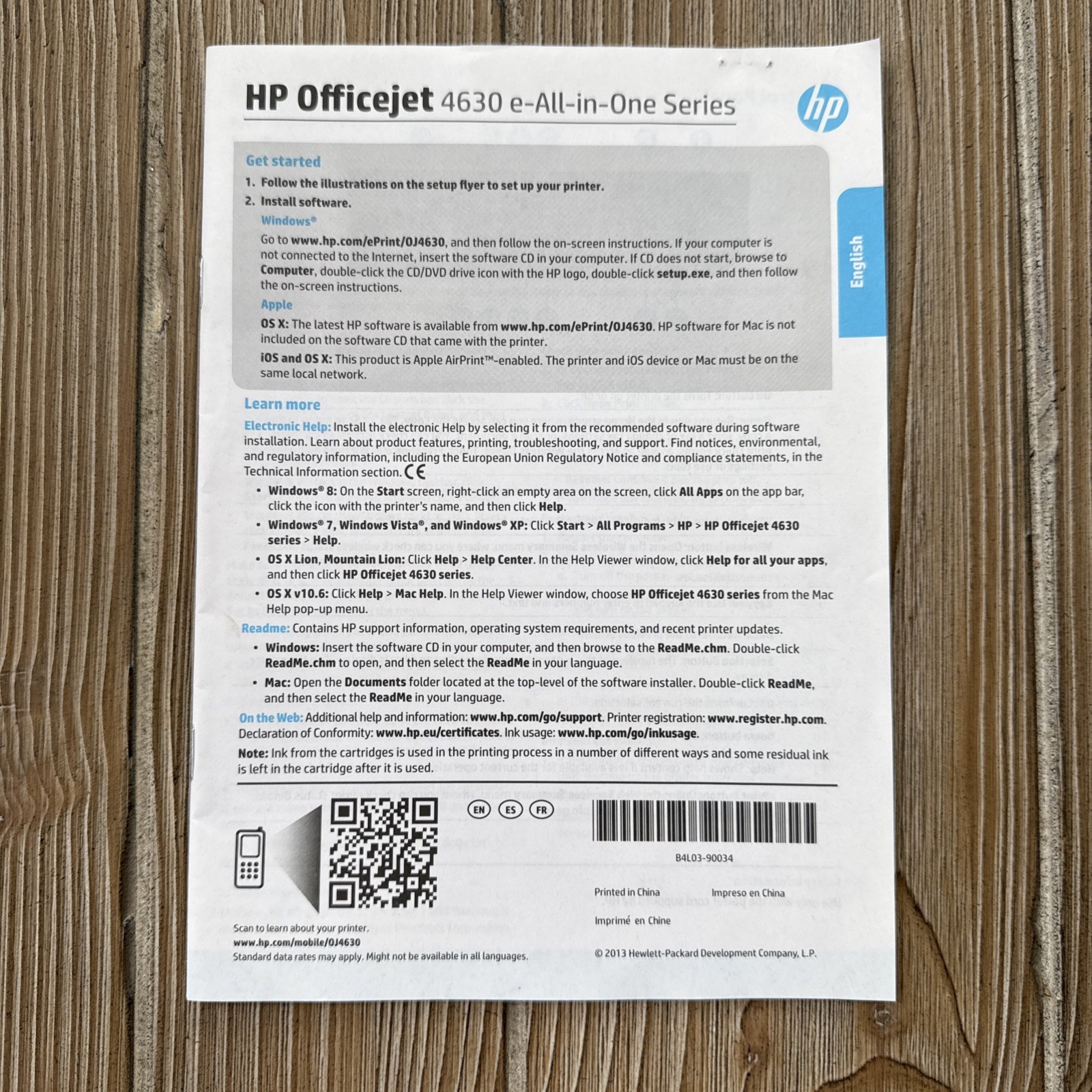 HP Officejet 4630 e-All-In-One Series CD-ROM Software & Manual Windows or Mac