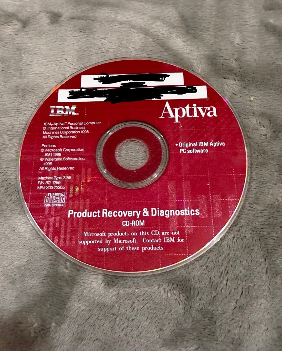 IBM Aptiva Product Recovery CD Only – Factory Restore Software
