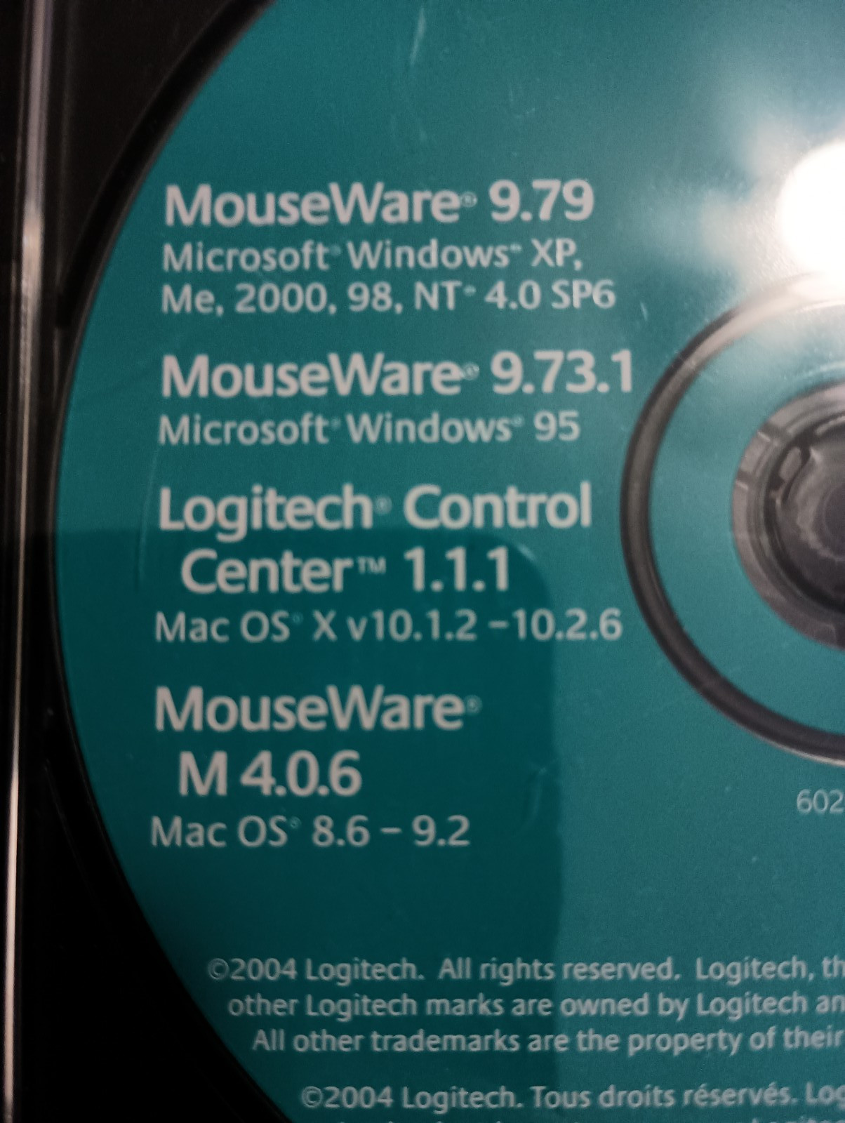 Logitech Mouseware – drivers & documentation cd – Windows & Mac – 2004